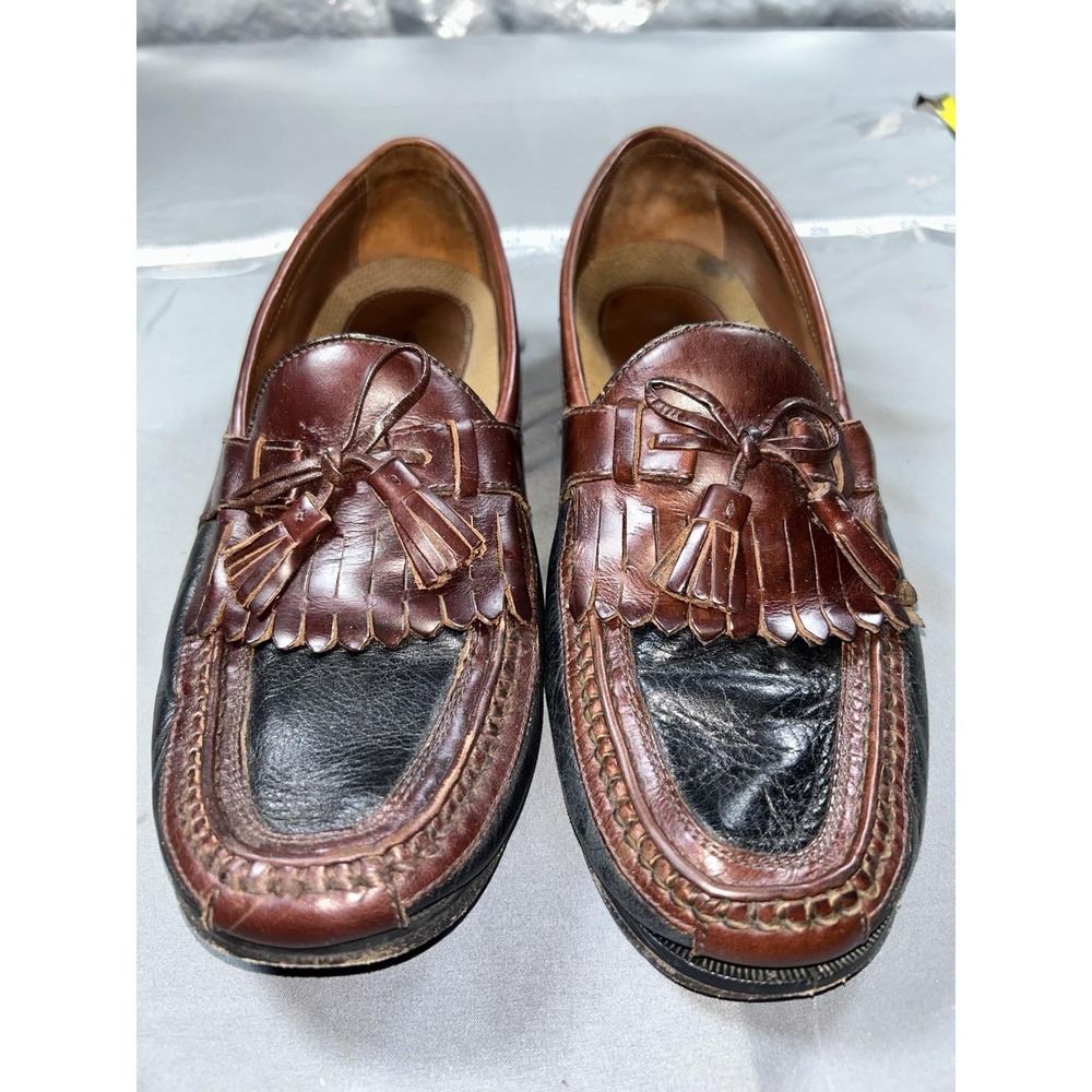 Johnston & Murphy Shoes Mens Size 12 Brown Black Tassel Kiltie Loafers 020-0592